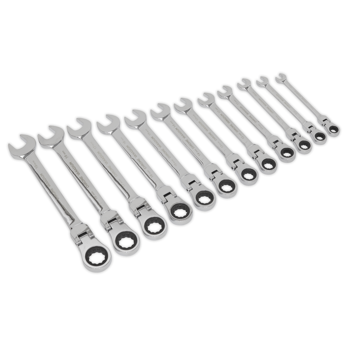 12pc Flexi Head Combination Ratchet Spanner Set S0635 Sealey